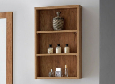 Impact Furniture Bathroom Wall Cabinet Open Shelf Unit 400mm Slimline Shelving Narrow Slim Storage Oak Effect Classic - image 1