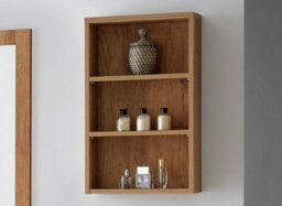 Impact Furniture Bathroom Wall Cabinet Open Shelf Unit 400mm Slimline Shelving Narrow Slim Storage Oak Effect Classic