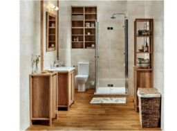 Impact Furniture Bathroom Wall Cabinet Open Shelf Unit 400mm Slimline Shelving Narrow Slim Storage Oak Effect Classic - thumbnail 5