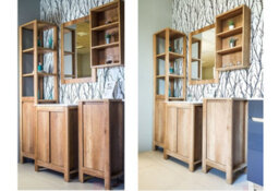 Impact Furniture Bathroom Wall Cabinet Open Shelf Unit 400mm Slimline Shelving Narrow Slim Storage Oak Effect Classic - thumbnail 6