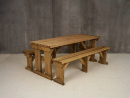 Arbor Garden Solutions Picnic Bench And Table Set, Aspen Wooden Patio Furniture (8Ft, Rustic Brown) - thumbnail 2