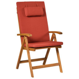 Beliani Set Of 2 Garden Chairs With Cushions Java Premium Acacia Wood Red - thumbnail 4