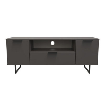 Beijing 2 Door 1 Drawer Wide Tv Unit In Graphite (Ready Assembled) - image 1