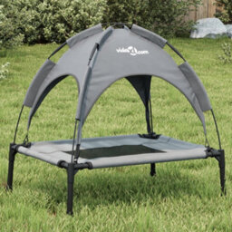 Walplus Dog Bed With Canopy Anthracite Oxford Fabric And Steel