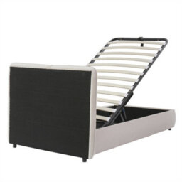 Abrihome Ottoman Single Bed (90X190Cm), Hydraulic Storage Base & Removable Headboard, Space-Saving Design, Velvet, Beige - thumbnail 8