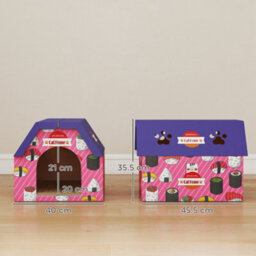 Pawhut 2-In-1 Cat Scratching Board House With 4 Paw-Shaped Vents, Pink - thumbnail 3