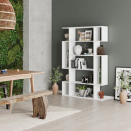 Decortie Mito Modern Freestanding Or Wall Mounted Bookcase White 5-Tier Display Unit Tall For Home & Office 161Cm - thumbnail 4