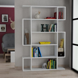 Decortie Mito Modern Freestanding Or Wall Mounted Bookcase White 5-Tier Display Unit Tall For Home & Office 161Cm