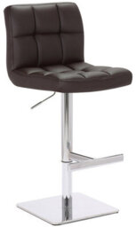 Lamboro Allegro Deluxe Kitchen Bar Stool, Faux Leather, Chrome Base, Height Adjustable, Brown