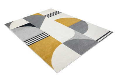 RugsX Carpet Fusion 1327 White Dark Grey Gold - Geometric, Modern, Abstract 80X150 Cm - image 1
