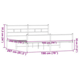 Berkfield Metal Bed Frame Without Mattress Brown Oak 193X203 Cm - thumbnail 9