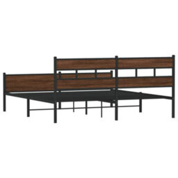 Berkfield Metal Bed Frame Without Mattress Brown Oak 193X203 Cm - thumbnail 6