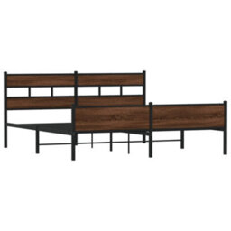 Berkfield Metal Bed Frame Without Mattress Brown Oak 193X203 Cm - thumbnail 3
