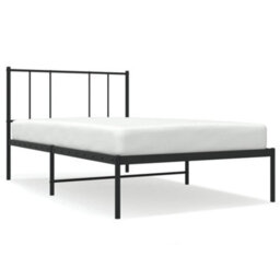 Berkfield Metal Bed Frame With Headboard Black 90X190 Cm 3Ft Single - thumbnail 2