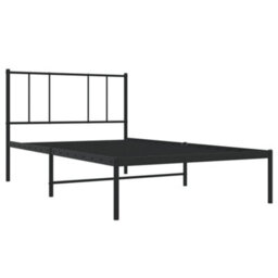 Berkfield Metal Bed Frame With Headboard Black 90X190 Cm 3Ft Single - thumbnail 5