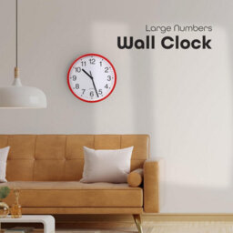 Divchi Wall Clock Silent & Non-Ticking Modern Battery Operated Digital Quiet Sweep Office Home School Kitchen Decor Clocks Red - thumbnail 2