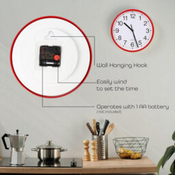 Divchi Wall Clock Silent & Non-Ticking Modern Battery Operated Digital Quiet Sweep Office Home School Kitchen Decor Clocks Red - thumbnail 4