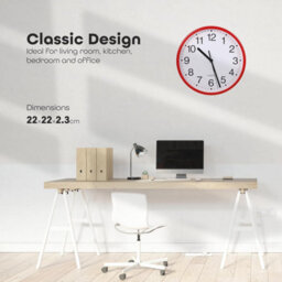 Divchi Wall Clock Silent & Non-Ticking Modern Battery Operated Digital Quiet Sweep Office Home School Kitchen Decor Clocks Red - thumbnail 5