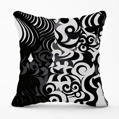 Warren Reed Designer Black Grey Abstract Outdoor Cushion 45Cm X 45Cm - image 1