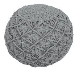 Macrame Traditonal Round Pouffe Decor Ottoman 100% Cotton Handmade Silver