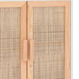 Berkfield Durable Sideboard White 60X30X70 Cm Solid Wood Pine And Natural Rattan - thumbnail 7