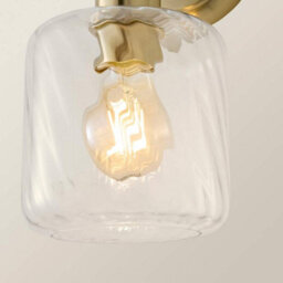 Valuelights Emery Clear Swirl Glass Shade Brushed Gold Wall Light With Bulb - thumbnail 4