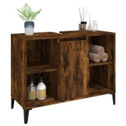 Berkfield Sink Cabinet Smoked Oak 80X33X60 Cm Engineered Wood - thumbnail 4