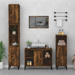 Berkfield Sink Cabinet Smoked Oak 80X33X60 Cm Engineered Wood - thumbnail 1