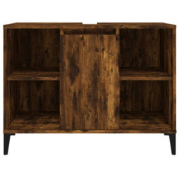 Berkfield Sink Cabinet Smoked Oak 80X33X60 Cm Engineered Wood - thumbnail 6