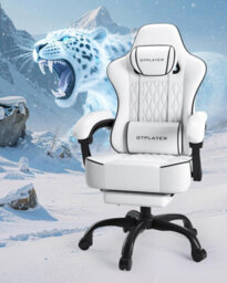 Gtplayer Gaming Chair, Ergonomic Computer Chair With Footrest And Lumbar Support Height Adjustable, White - thumbnail 9