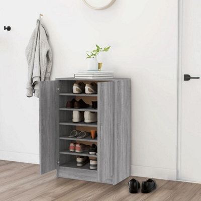 Vidaxl Shoe Cabinet Grey Sonoma 60X35X92 Cm Engineered Wood - image 1