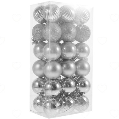 Amorly 36Pcs 1.6 Inch Shatterproof Plastic Christmas Baubles, Lightweight Hanging Ball Pendants For Festive Xmas Tree Home Decoration - image 1