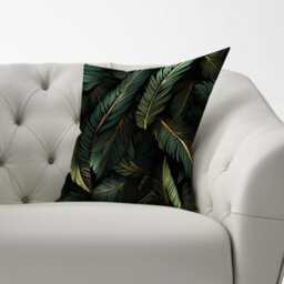 Warren Reed Designer Green And Gold Leaves Cushions 33Cm X 48Cm - thumbnail 2