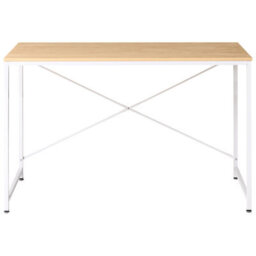 Wyld And Coco Modern Industrial Desk, White And Brown Mdf Tabletop With Powder-Coated Iron Legs, W120 X D60 X H75Cm - thumbnail 1