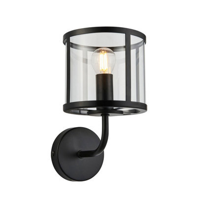 Luminosa Lighting Luminosa Hopton Glass Shade Wall Lamp Matt Black - image 1