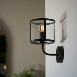 Luminosa Lighting Luminosa Hopton Glass Shade Wall Lamp Matt Black - thumbnail 4