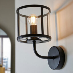 Luminosa Lighting Luminosa Hopton Glass Shade Wall Lamp Matt Black - thumbnail 5
