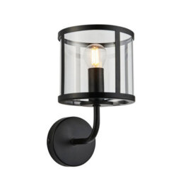 Luminosa Lighting Luminosa Hopton Glass Shade Wall Lamp Matt Black - thumbnail 1