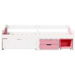 Walplus Day Bed With 3 Drawers Without Mattress Irun White&pink 90X200 Cm - thumbnail 5