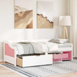 Walplus Day Bed With 3 Drawers Without Mattress Irun White&pink 90X200 Cm - thumbnail 3