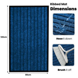 Abaseen Rubber Backed Flooring Door Mats 80X120Cm Blue Carpet Doormats, Striped Floor Rugs - thumbnail 1