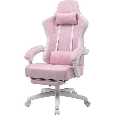 Gtplayer Fabric Gaming Chair With Footrest, Ergonomic Computer Desk Chair With Pocket Spring Cushion Heavy Duty Wide Pc Chair - image 1
