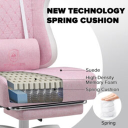 Gtplayer Fabric Gaming Chair With Footrest, Ergonomic Computer Desk Chair With Pocket Spring Cushion Heavy Duty Wide Pc Chair - thumbnail 5