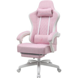 Gtplayer Fabric Gaming Chair With Footrest, Ergonomic Computer Desk Chair With Pocket Spring Cushion Heavy Duty Wide Pc Chair - thumbnail 1