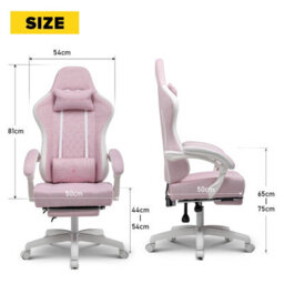 Gtplayer Fabric Gaming Chair With Footrest, Ergonomic Computer Desk Chair With Pocket Spring Cushion Heavy Duty Wide Pc Chair - thumbnail 2