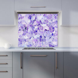 Warren Reed Designer Purple And White Mosaic Design Premium Glass Kitchen Splashback W700mm X H650mm - thumbnail 1