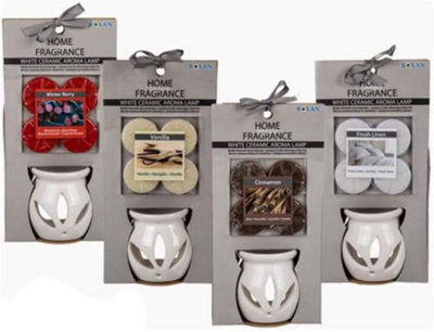 New Set Of 2 Ceramic Oil Burner And 8 Melts Tea Light Candle Gift Set Aroma Home - image 1