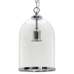 Long Life Lamps Company Chrome Vintage Ceiling Pendant Light Glass Lamp Shade Bell Chain Lantern H3070 - thumbnail 3