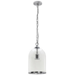 Long Life Lamps Company Chrome Vintage Ceiling Pendant Light Glass Lamp Shade Bell Chain Lantern H3070 - thumbnail 4
