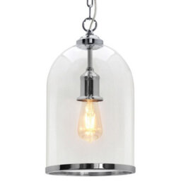 Long Life Lamps Company Chrome Vintage Ceiling Pendant Light Glass Lamp Shade Bell Chain Lantern H3070 - thumbnail 1